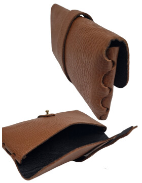 Damen Leder G&uuml;rteltasche, abnehmbare Taillie Tasche, Taillien Beutel, kleine G&uuml;rtelb&ouml;rse, H&uuml;ftb&ouml;rse Leder cognac