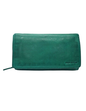 Leder Damen Geldb&ouml;rse XXL, Lederb&ouml;rse Portemonnaie Brieftasche Nappaleder mit Geldscheinf&auml;cher, Box Travel Organizer Seegr&uuml;n