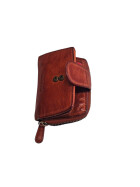Old River Damen Leder Geldbörse Klein, Damen Portemonnaie RFID Schutz, Lederbörse Vintage cognac