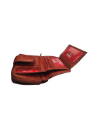 Old River Damen Leder Geldbörse Klein, Damen Portemonnaie RFID Schutz, Lederbörse Vintage cognac