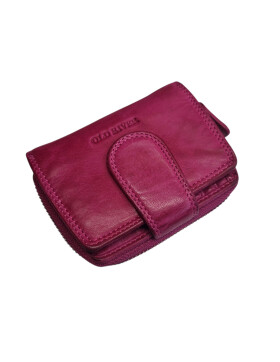 Old River Damen Leder Geldbörse Klein, Damen Portemonnaie, Lederbörse Vintage pink