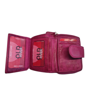 Old River Damen Leder Geldbörse Klein, Damen Portemonnaie, Lederbörse Vintage pink