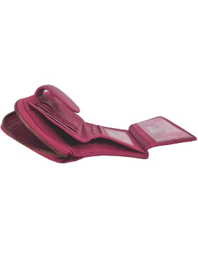 Old River Damen Leder Geldbörse Klein, Damen Portemonnaie RFID Schutz, Lederbörse Vintage pink