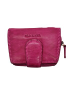 Old River Damen Leder Geldbörse Klein, Damen Portemonnaie, Lederbörse Vintage pink