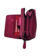 Old River Damen Leder Geldbörse Klein, Damen Portemonnaie, Lederbörse Vintage pink