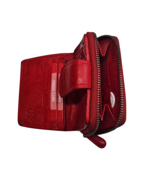 Old River Damen Leder Geldbörse Klein, Damen Portemonnaie RFID Schutz, Lederbörse Vintage rot