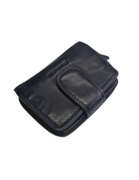 Old River Damen Leder Geldbörse Klein, Damen Portemonnaie RFID Schutz, Lederbörse Vintage schwarz