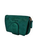 Old River Damen Leder Geldb&ouml;rse Klein, Damen Portemonnaie, Geldtasche mit Kartenf&auml;cher Z5025, gewaschenes echt Leder seegr&uuml;n