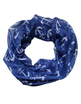 Loop - Schal/Schlauchschal, Schlauchtuch leicht, Halstuch Marine,Anker Motiv Viskose Blau