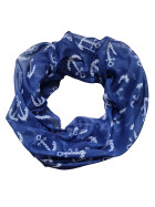 Loop - Schal/Schlauchschal, Schlauchtuch leicht, Halstuch Marine,Anker Motiv Viskose Blau