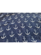 Loop - Schal/Schlauchschal, Schlauchtuch leicht, Halstuch Marine,Anker Motiv Viskose Blau