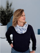 Loop - Schal/Schlauchschal, Schlauchtuch leicht, Halstuch Marine,Anker Motiv Viskose Weiss