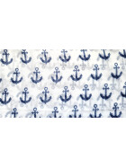 Loop - Schal/Schlauchschal, Schlauchtuch leicht, Halstuch Marine,Anker Motiv Viskose Weiss