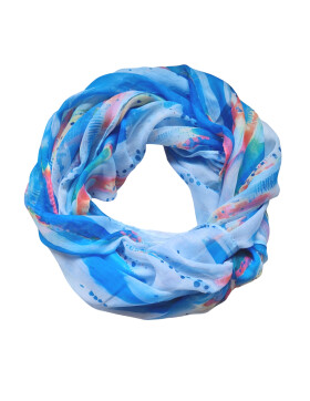 Damen Loop Schal, Schlauchschal d&uuml;nn, Halstuch, Rundschal T&uuml;cher Farbverlauf Bunt, weiche Viskose Blau