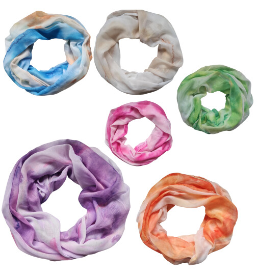 Damen Loop Schal, Schlauchschal d&uuml;nn, Halstuch, Rundschal T&uuml;cher Farbverlauf Aquarell weiche Viskose
