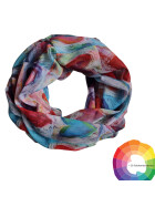 Damen Loop Schal Bunt, Schlauchschal dünn, Halstuch bunt, Rundschal Tücher Herz Muster ,weiche Viskose