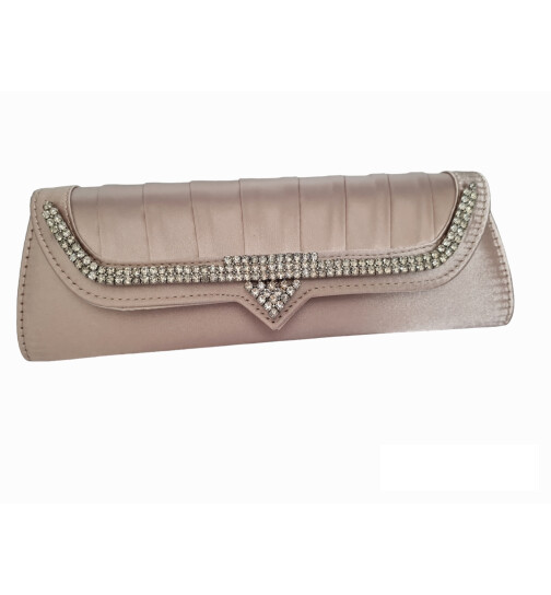 Clutch Satin mit Handschlaufe und Kettengurt, Handtasche Hochzeit Satin Strass, Braut Tasche, Clutch Abendtasche mit Strasssteinen k.beige