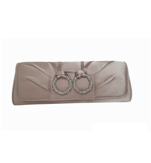 Clutch Satin mit Handschlaufe und Kettengurt, Handtasche Hochzeit Satin Strass, Braut Tasche, Clutch Abendtasche mit Strasssteinen r.beige