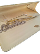 Abendtasche Clutch Disko Tasche mit Nieten, Pailetten, Strasssteinen Gold