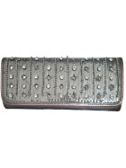 Abendtasche Clutch Disko Tasche mit Nieten, Pailetten, Strasssteinen Silber