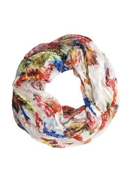Damen Loop Schal, Schlauchschal d&uuml;nn, Halstuch, Rundschal T&uuml;cher Schal/Schlauchschal mit Ornament mehrfarbig, leicht &amp; seidig  weiss