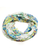 Damen Loop Schal, Schlauchschal d&uuml;nn, Halstuch, Rundschal T&uuml;cher Schal/Schlauchschal mit Ornament mehrfarbig, leicht &amp; seidig gr&uuml;n