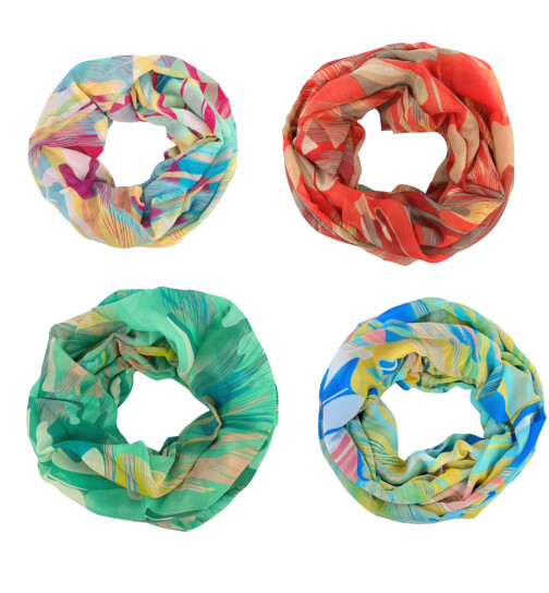 Damen Loop Schal, Schlauchschal d&uuml;nn bunt, Halstuch, Rundschal T&uuml;cher Farbverlauf abstract mehrfarbig