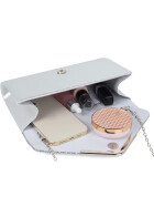 Kuvert Brauttasche Silber Glitter, Kettentasche, Glitzer Abendtasche