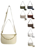 Damen Leder Tasche mit Kette, Schultertasche klein, Henkeltasche, Leder Clutch, Umh&auml;ngetasche mit Kette, Italy