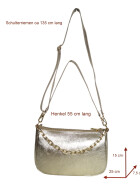 Damen Leder Tasche mit Kette, Schultertasche klein, Henkeltasche, Leder Clutch, Umh&auml;ngetasche mit Kette, Italy Gold