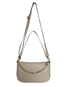 Damen Leder Tasche mit Kette, Schultertasche klein, Henkeltasche, Leder Clutch, Umh&auml;ngetasche mit Kette, Italy Helltaupe