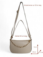 Damen Leder Tasche mit Kette, Schultertasche klein, Henkeltasche, Leder Clutch, Umh&auml;ngetasche mit Kette, Italy Helltaupe