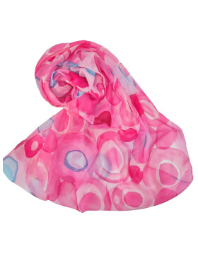 Loop Schal Schlauchschal mit Kreismuster mehrfarbig, bunt, Loop d&uuml;nn leicht pink