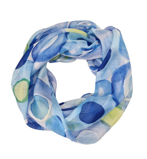 Loop Schal Schlauchschal mit Kreismuster mehrfarbig, bunt, Loop d&uuml;nn leicht Blau