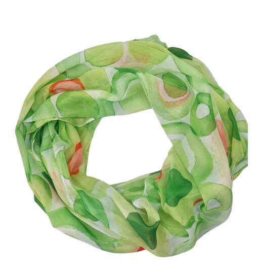 Loop Schal Schlauchschal mit Kreismuster mehrfarbig, bunt, Loop d&uuml;nn leicht gr&uuml;n