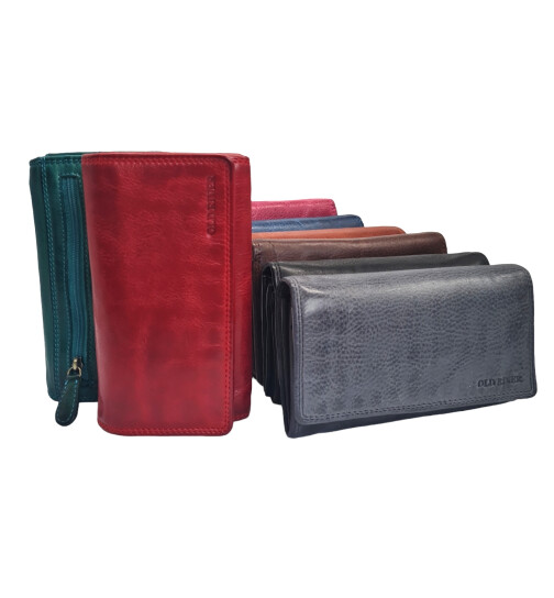 Old River Damen Leder Portemonnaie , Leder Geldbörse Mittelgroß, Damen Börse Vintage Leder