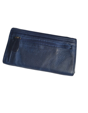 Old River Damen Leder Portemonnaie , Leder Geldbörse Mittelgroß, Damen Börse Vintage Leder Blau