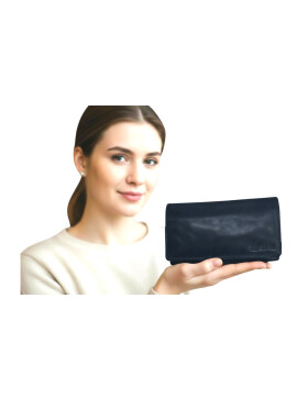 Old River Damen Leder Portemonnaie , Leder Geldbörse Mittelgroß, Damen Börse Vintage Leder Blau