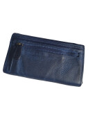 Old River Damen Leder Portemonnaie , Leder Geldbörse Mittelgroß, Damen Börse Vintage Leder Blau