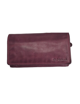 Old River Damen Leder Portemonnaie , Leder Geldbörse Mittelgroß, Damen Börse Vintage Leder Lila