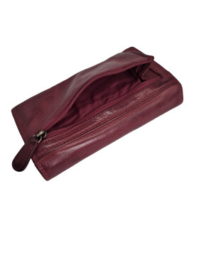 Old River Damen Leder Portemonnaie , Leder Geldbörse Mittelgroß, Damen Börse Vintage Leder Lila