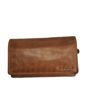 Old River Damen Leder Portemonnaie , Leder Geldbörse Mittelgroß, Damen Börse Vintage Leder Cognac