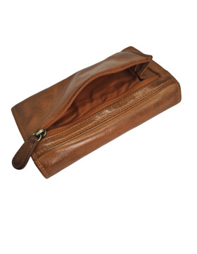 Old River Damen Leder Portemonnaie , Leder Geldbörse Mittelgroß, Damen Börse Vintage Leder Cognac