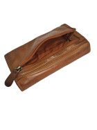 Old River Damen Leder Portemonnaie , Leder Geldbörse Mittelgroß, Damen Börse Vintage Leder Cognac