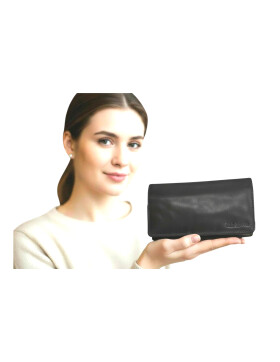 Old River Damen Leder Portemonnaie , Leder Geldbörse Mittelgroß, Damen Börse Vintage Leder Grau