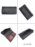 Old River Damen Leder Portemonnaie , Leder Geldbörse Mittelgroß, Damen Börse Vintage Leder Grau