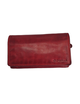Old River Damen Leder Portemonnaie , Leder Geldbörse Mittelgroß, Damen Börse Vintage Leder Rot