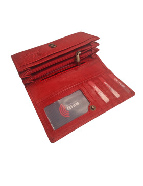Old River Damen Leder Portemonnaie , Leder Geldbörse Mittelgroß, Damen Börse Vintage Leder Rot