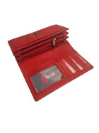 Old River Damen Leder Portemonnaie , Leder Geldbörse Mittelgroß, Damen Börse Vintage Leder Rot