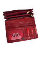 Old River Damen Leder Portemonnaie , Leder Geldbörse Mittelgroß, Damen Börse Vintage Leder Rot